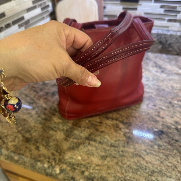 Vintage Coach Red Leather Tote Bag